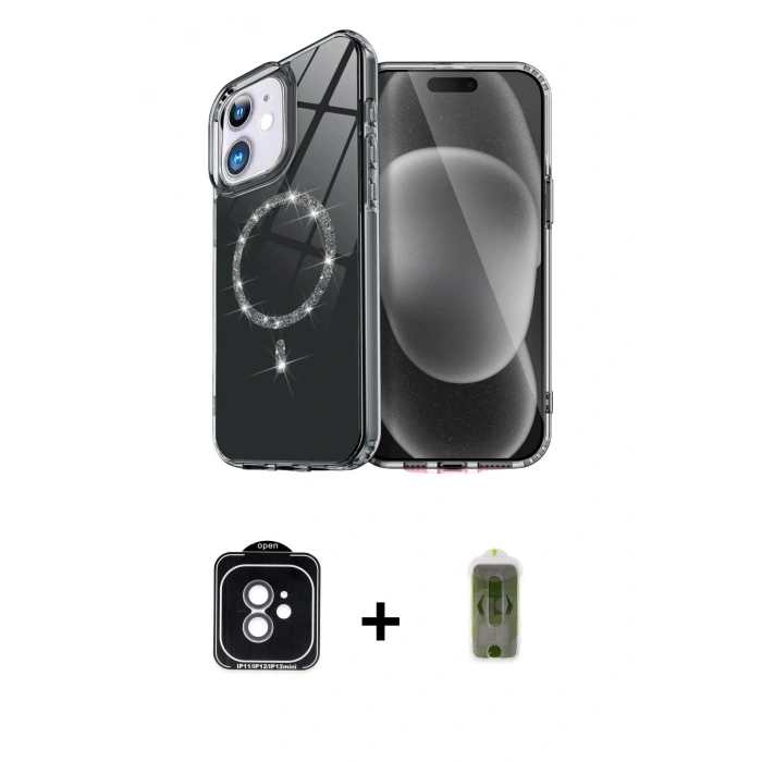 MARSİLYAN™- iPhone 11 Kılıf Kıvılcım Form Prime - Siyah Joko Magic 5D Hayalet Cam + PVD Metal Kamera Lens - YL