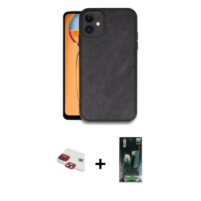 MARSİLYAN™- iPhone 11 Kılıf Kıvılcım Işık Serisi - Şeffaf 360 Full Body Arka Koruyucu + Pers Alüminyum Kamera Lens - KI