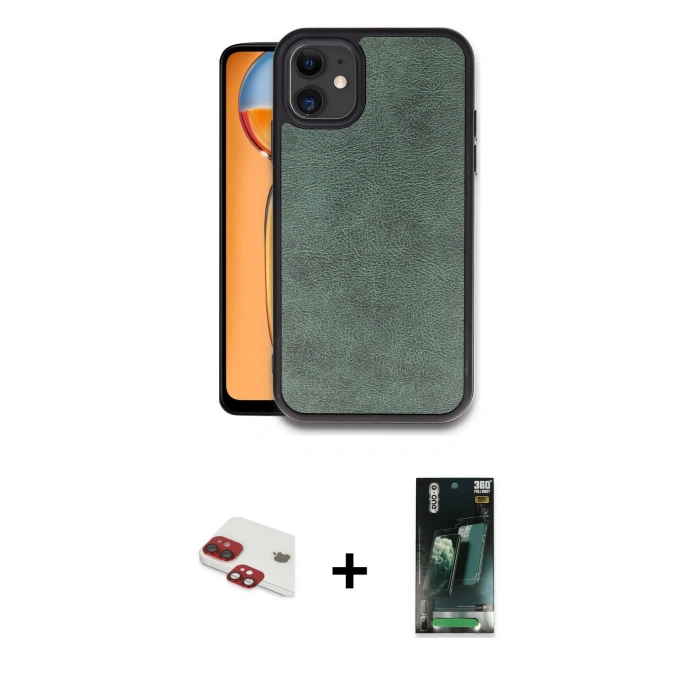 MARSİLYAN™- iPhone 11 Kılıf Kıvılcım Işık Serisi - Şeffaf 360 Full Body Arka Koruyucu + Pers Alüminyum Kamera Lens - KI