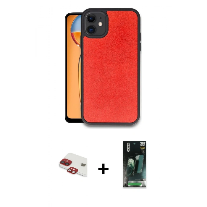 MARSİLYAN™- iPhone 11 Kılıf Kıvılcım Işık Serisi - Şeffaf 360 Full Body Arka Koruyucu + Pers Alüminyum Kamera Lens - KI