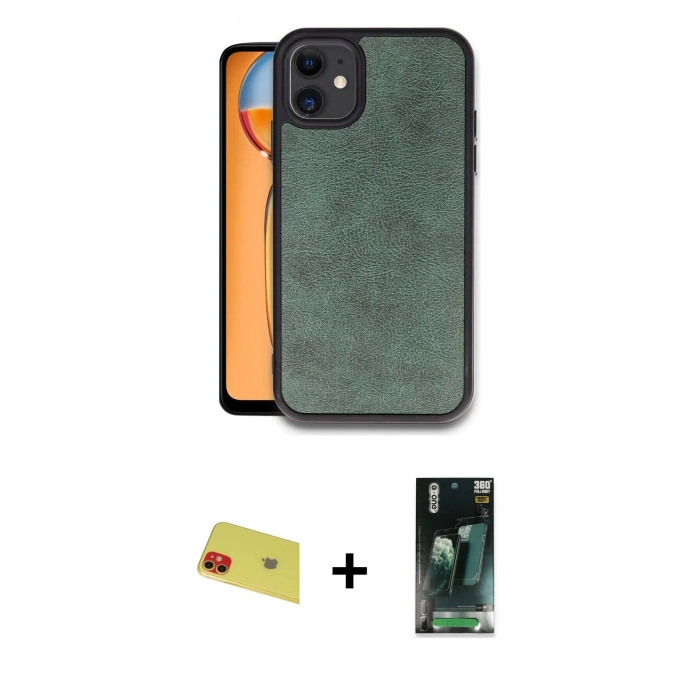 MARSİLYAN™- iPhone 11 Kılıf Kıvılcım Işık Serisi - Şeffaf 360 Full Body Arka Koruyucu + Rainbow Kamera Lens Koruma Cam - KI
