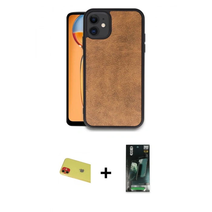MARSİLYAN™- iPhone 11 Kılıf Kıvılcım Işık Serisi - Şeffaf 360 Full Body Arka Koruyucu + Rainbow Kamera Lens Koruma Cam - KI