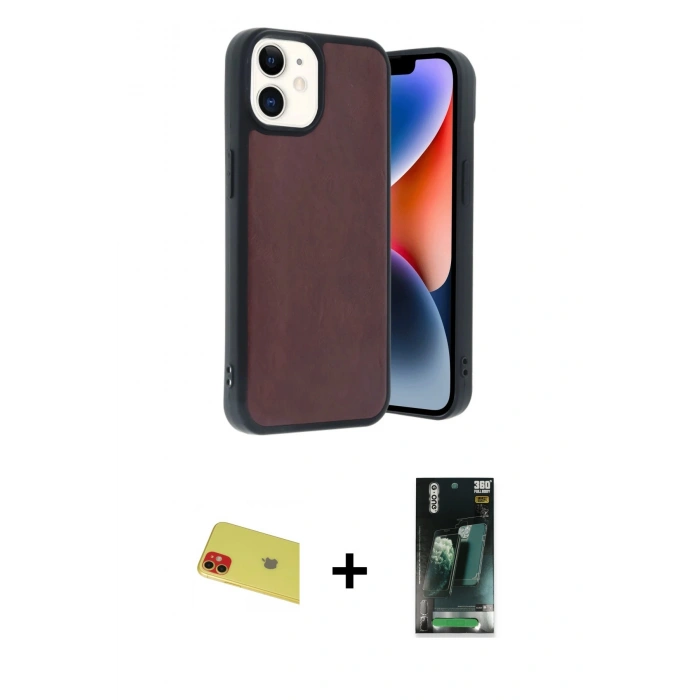 MARSİLYAN™- iPhone 11 Kılıf Kıvılcım Işık Serisi - Şeffaf 360 Full Body Arka Koruyucu + Rainbow Kamera Lens Koruma Cam - KI