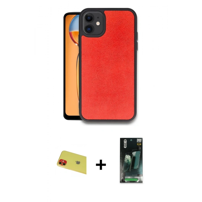 MARSİLYAN™- iPhone 11 Kılıf Kıvılcım Işık Serisi - Şeffaf 360 Full Body Arka Koruyucu + Rainbow Kamera Lens Koruma Cam - KI