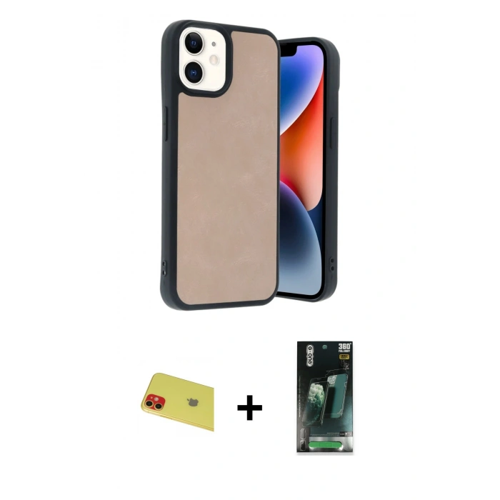 MARSİLYAN™- iPhone 11 Kılıf Kıvılcım Işık Serisi - Şeffaf 360 Full Body Arka Koruyucu + Rainbow Kamera Lens Koruma Cam - KI