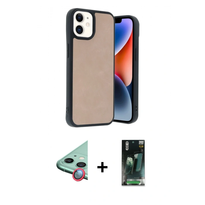 MARSİLYAN™- iPhone 11 Kılıf Kıvılcım Işık Serisi - Şeffaf 360 Full Body Arka Koruyucu + Raze Metal Kamera Lens - KI