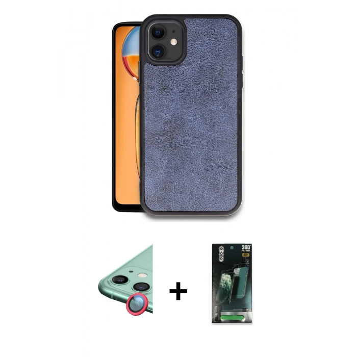 MARSİLYAN™- iPhone 11 Kılıf Kıvılcım Işık Serisi - Şeffaf 360 Full Body Arka Koruyucu + Raze Metal Kamera Lens - KI