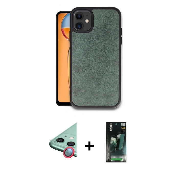 MARSİLYAN™- iPhone 11 Kılıf Kıvılcım Işık Serisi - Şeffaf 360 Full Body Arka Koruyucu + Raze Metal Kamera Lens - KI