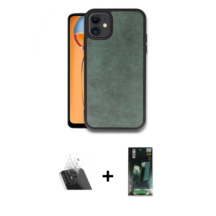 MARSİLYAN™- iPhone 11 Kılıf Kıvılcım Işık Serisi - Şeffaf 360 Full Body Arka Koruyucu + Kamera Lens Koruma Cam - SF