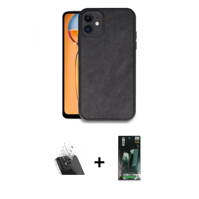 MARSİLYAN™- iPhone 11 Kılıf Kıvılcım Işık Serisi - Şeffaf 360 Full Body Arka Koruyucu + Kamera Lens Koruma Cam - SF