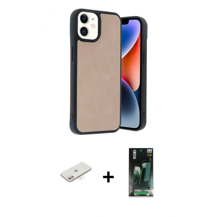 MARSİLYAN™- iPhone 11 Kılıf Kıvılcım Işık Serisi - Şeffaf 360 Full Body Arka Koruyucu + Renkli Kamera Lens Koruma Cam - YL