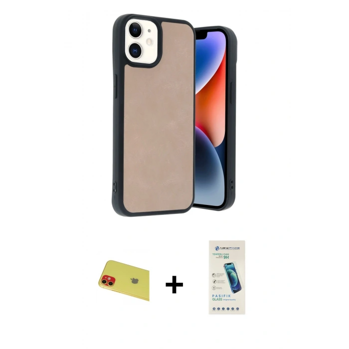 MARSİLYAN™- iPhone 11 Kılıf Kıvılcım Işık Serisi - Şeffaf Pasifik Cam Ekran Koruyucu + Rainbow Kamera Lens Koruma Cam - KI
