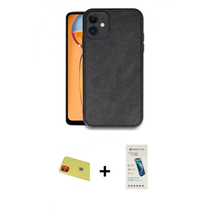 MARSİLYAN™- iPhone 11 Kılıf Kıvılcım Işık Serisi - Şeffaf Pasifik Cam Ekran Koruyucu + Rainbow Kamera Lens Koruma Cam - KI