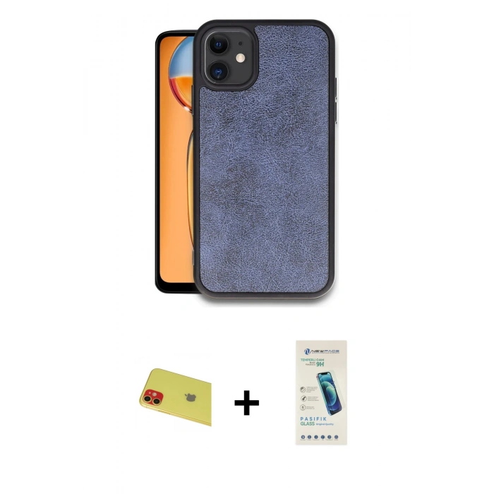 MARSİLYAN™- iPhone 11 Kılıf Kıvılcım Işık Serisi - Şeffaf Pasifik Cam Ekran Koruyucu + Rainbow Kamera Lens Koruma Cam - KI