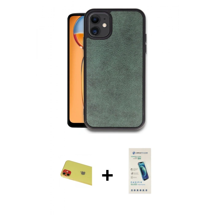 MARSİLYAN™- iPhone 11 Kılıf Kıvılcım Işık Serisi - Şeffaf Pasifik Cam Ekran Koruyucu + Rainbow Kamera Lens Koruma Cam - KI