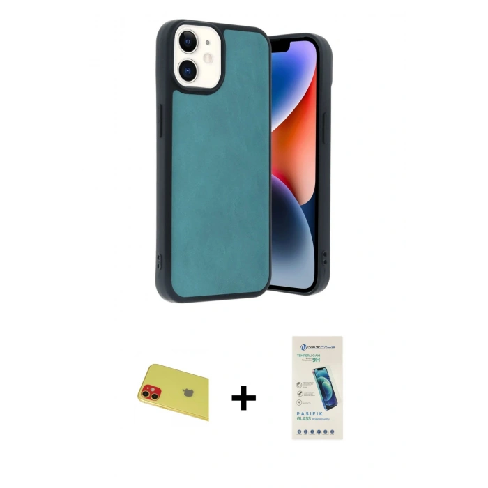 MARSİLYAN™- iPhone 11 Kılıf Kıvılcım Işık Serisi - Şeffaf Pasifik Cam Ekran Koruyucu + Rainbow Kamera Lens Koruma Cam - KI