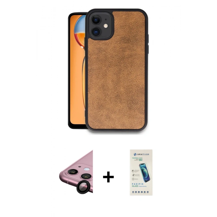 MARSİLYAN™- iPhone 11 Kılıf Kıvılcım Işık Serisi - Şeffaf Pasifik Cam Ekran Koruyucu + Raze Metal Kamera Lens - SH