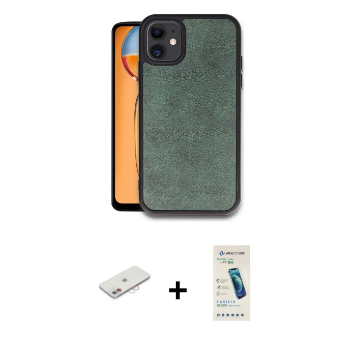 MARSİLYAN™- iPhone 11 Kılıf Kıvılcım Işık Serisi - Şeffaf Pasifik Cam Ekran Koruyucu + Renkli Kamera Lens Koruma Cam - PE