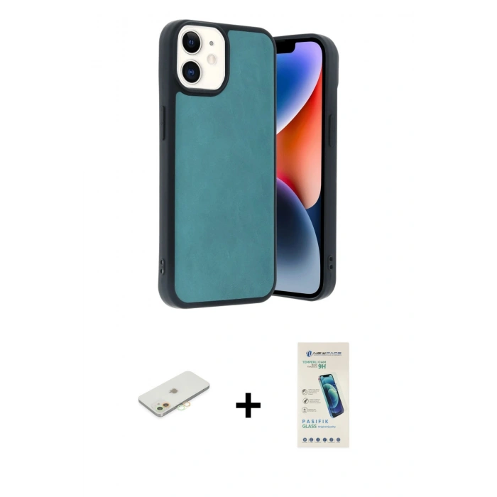 MARSİLYAN™- iPhone 11 Kılıf Kıvılcım Işık Serisi - Şeffaf Pasifik Cam Ekran Koruyucu + Renkli Kamera Lens Koruma Cam - TU
