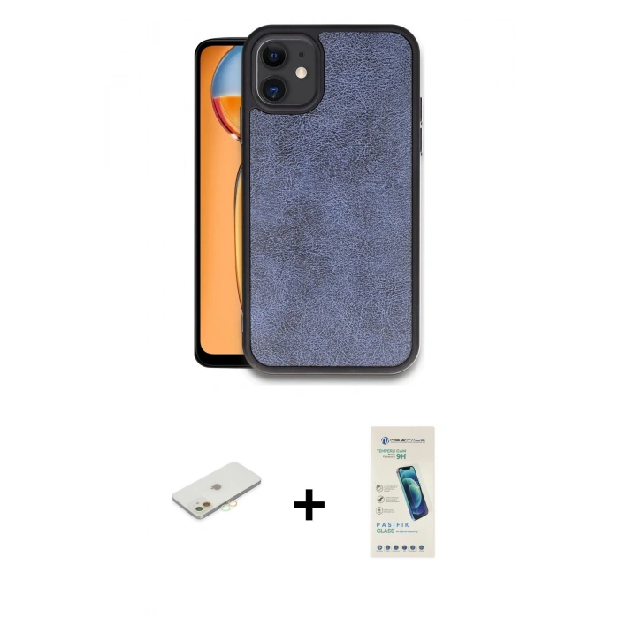 MARSİLYAN™- iPhone 11 Kılıf Kıvılcım Işık Serisi - Şeffaf Pasifik Cam Ekran Koruyucu + Renkli Kamera Lens Koruma Cam - TU