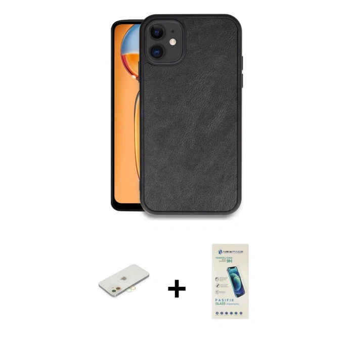 MARSİLYAN™- iPhone 11 Kılıf Kıvılcım Işık Serisi - Şeffaf Pasifik Cam Ekran Koruyucu + Renkli Kamera Lens Koruma Cam - TU