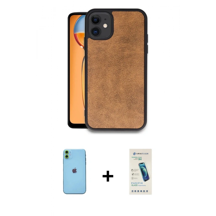 MARSİLYAN™- iPhone 11 Kılıf Kıvılcım Işık Serisi - Şeffaf Pasifik Cam Ekran Koruyucu + Neon Fosforlu Kamera Lens - YL