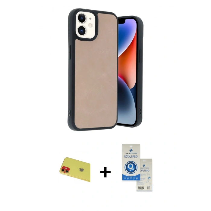 MARSİLYAN™- iPhone 11 Kılıf Kıvılcım Işık Serisi - Şeffaf Royal Nano Ekran Koruyucu + Rainbow Kamera Lens Koruma Cam - KI