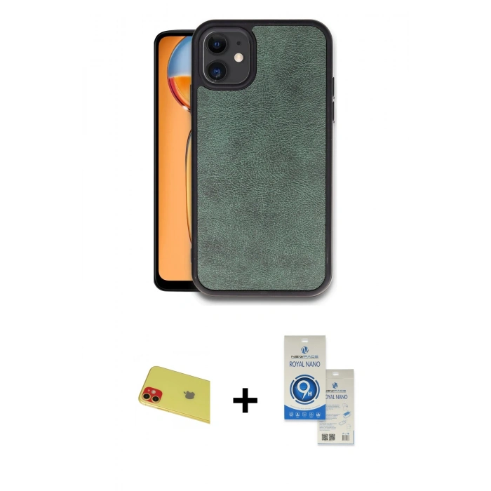 MARSİLYAN™- iPhone 11 Kılıf Kıvılcım Işık Serisi - Şeffaf Royal Nano Ekran Koruyucu + Rainbow Kamera Lens Koruma Cam - KI
