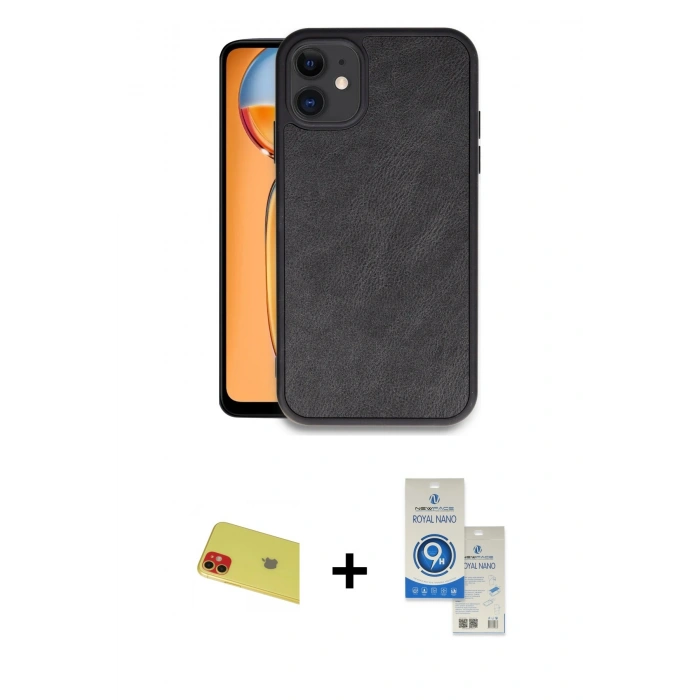MARSİLYAN™- iPhone 11 Kılıf Kıvılcım Işık Serisi - Şeffaf Royal Nano Ekran Koruyucu + Rainbow Kamera Lens Koruma Cam - KI