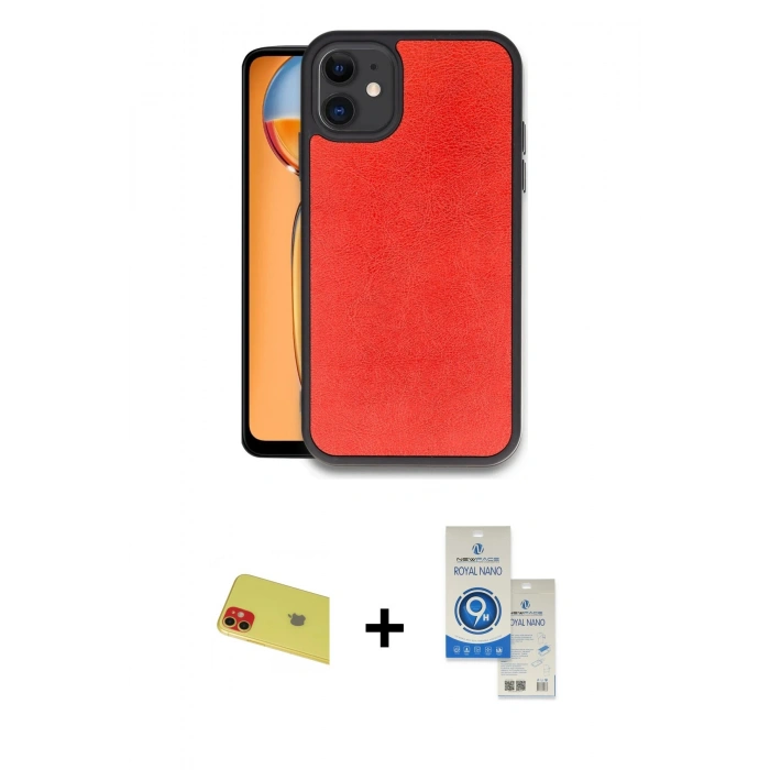 MARSİLYAN™- iPhone 11 Kılıf Kıvılcım Işık Serisi - Şeffaf Royal Nano Ekran Koruyucu + Rainbow Kamera Lens Koruma Cam - KI