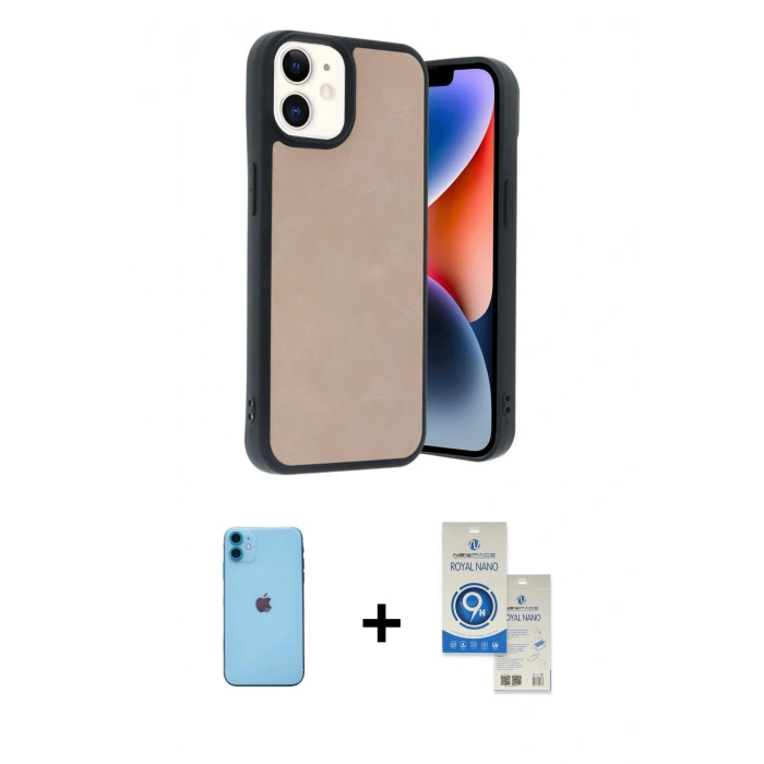 MARSİLYAN™- iPhone 11 Kılıf Kıvılcım Işık Serisi - Şeffaf Royal Nano Ekran Koruyucu + Neon Fosforlu Kamera Lens - MI