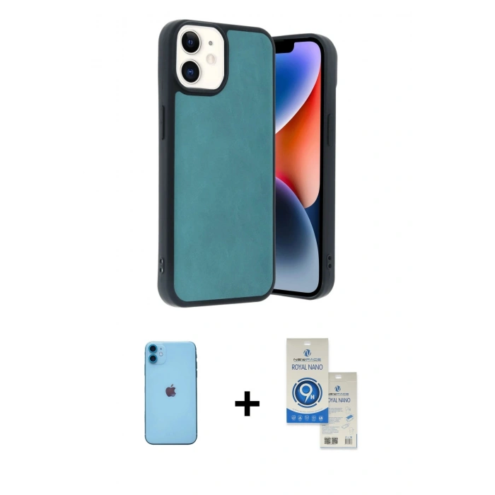 MARSİLYAN™- iPhone 11 Kılıf Kıvılcım Işık Serisi - Şeffaf Royal Nano Ekran Koruyucu + Neon Fosforlu Kamera Lens - MI