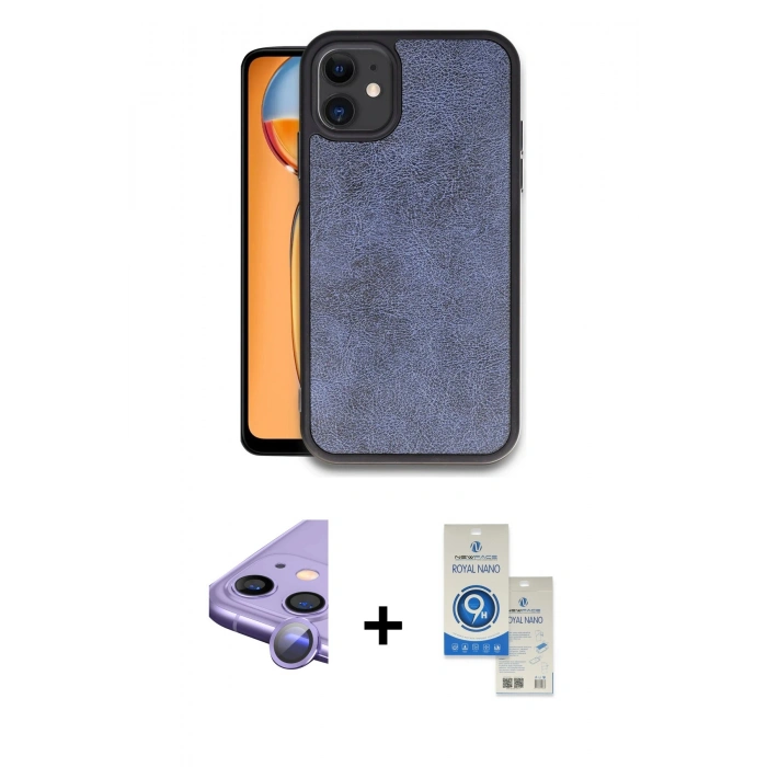 MARSİLYAN™- iPhone 11 Kılıf Kıvılcım Işık Serisi - Şeffaf Royal Nano Ekran Koruyucu + Raze Metal Kamera Lens - MR