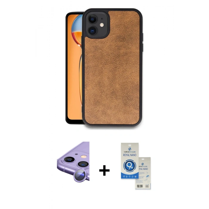 MARSİLYAN™- iPhone 11 Kılıf Kıvılcım Işık Serisi - Şeffaf Royal Nano Ekran Koruyucu + Raze Metal Kamera Lens - MR