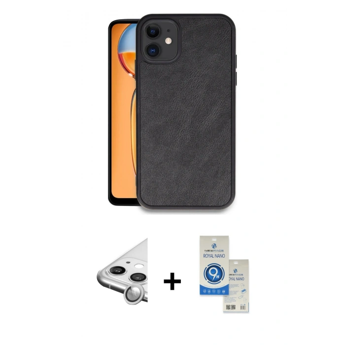 MARSİLYAN™- iPhone 11 Kılıf Kıvılcım Işık Serisi - Şeffaf Royal Nano Ekran Koruyucu + Raze Metal Kamera Lens - GS