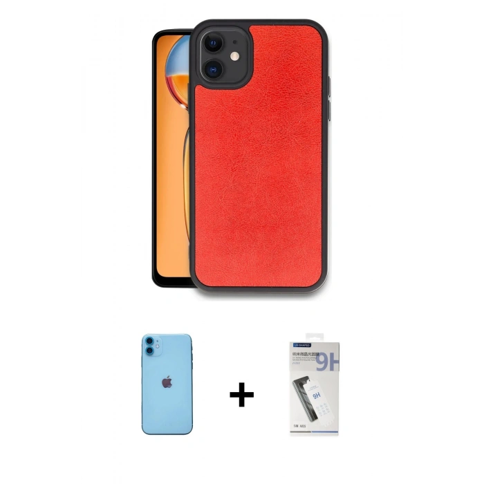 MARSİLYAN™- iPhone 11 Kılıf Kıvılcım Işık Serisi - Şeffaf Uv Polymer Nano Ekran Koruyucu + Neon Fosforlu Kamera Lens - MI