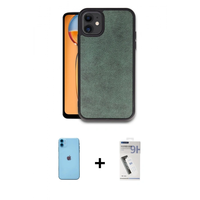 MARSİLYAN™- iPhone 11 Kılıf Kıvılcım Işık Serisi - Şeffaf Uv Polymer Nano Ekran Koruyucu + Neon Fosforlu Kamera Lens - MI