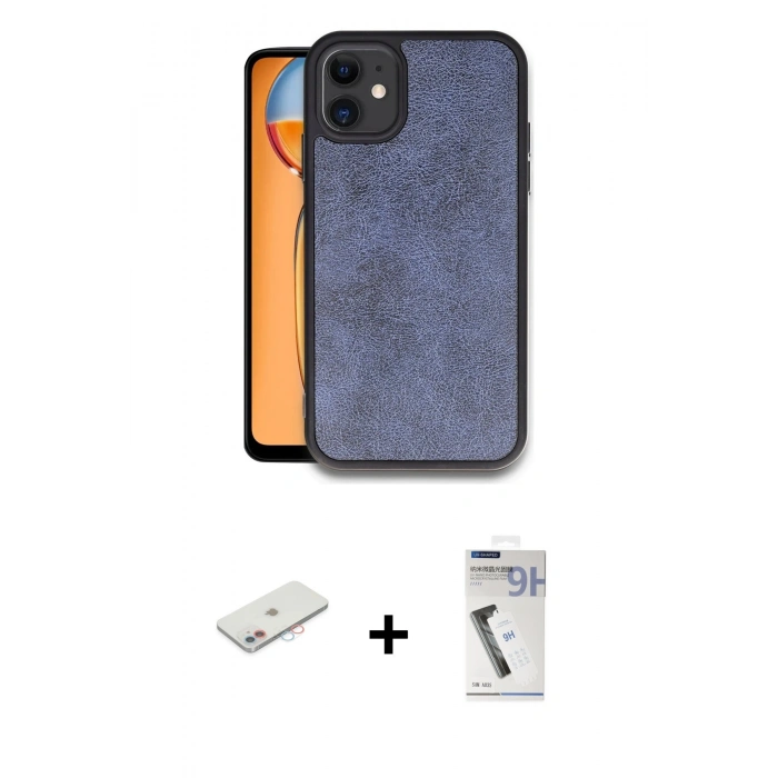 MARSİLYAN™- iPhone 11 Kılıf Kıvılcım Işık Serisi - Şeffaf Uv Polymer Nano Ekran Koruyucu + Renkli Kamera Lens Koruma Cam - PE