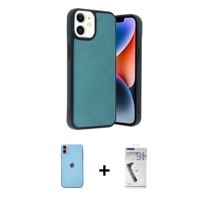 MARSİLYAN™- iPhone 11 Kılıf Kıvılcım Işık Serisi - Şeffaf Uv Polymer Nano Ekran Koruyucu + Neon Fosforlu Kamera Lens - TU