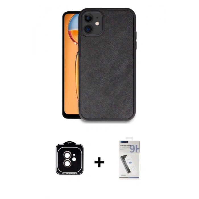 MARSİLYAN™- iPhone 11 Kılıf Kıvılcım Işık Serisi - Şeffaf Uv Polymer Nano Ekran Koruyucu + Turuncu PVD Metal Kamera Lens
