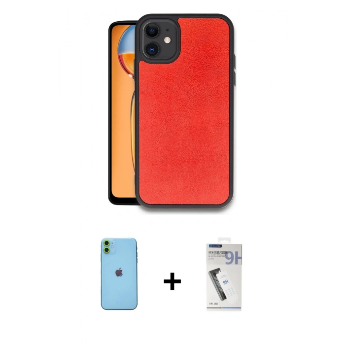 MARSİLYAN™- iPhone 11 Kılıf Kıvılcım Işık Serisi - Şeffaf Uv Polymer Nano Ekran Koruyucu + Neon Fosforlu Kamera Lens - YL