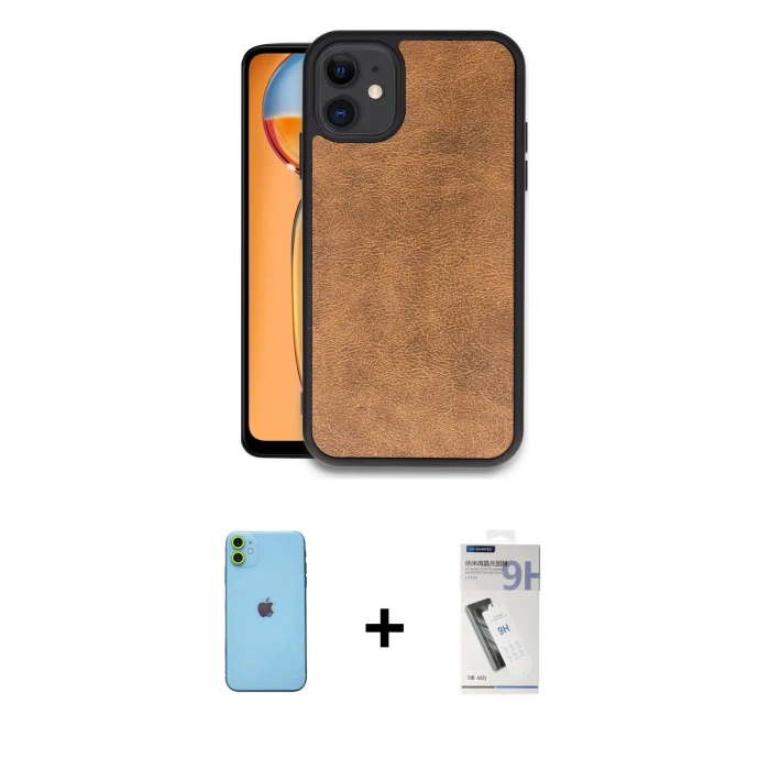 MARSİLYAN™- iPhone 11 Kılıf Kıvılcım Işık Serisi - Şeffaf Uv Polymer Nano Ekran Koruyucu + Neon Fosforlu Kamera Lens - YL