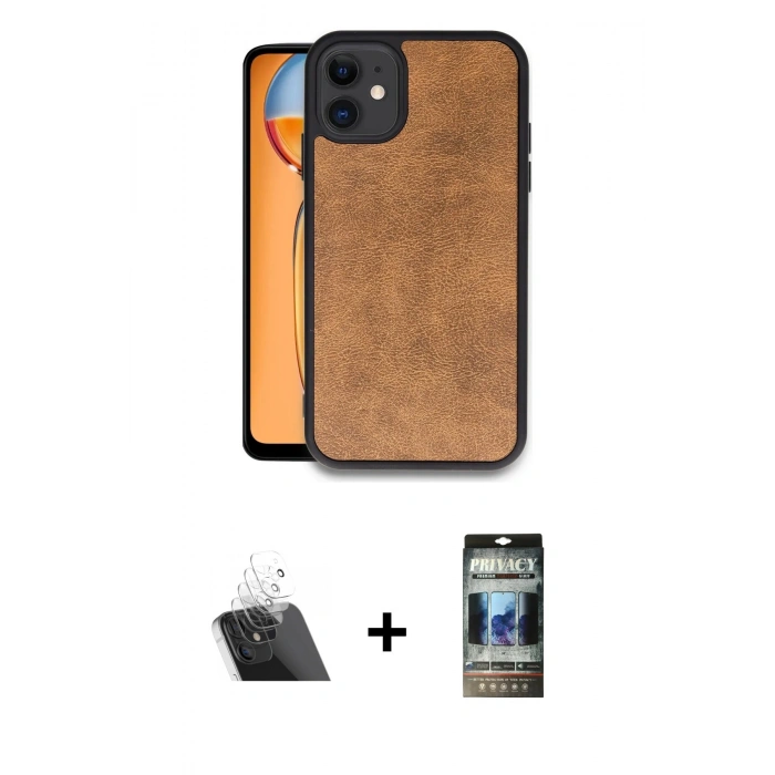 MARSİLYAN™- iPhone 11 Kılıf Kıvılcım Işık Serisi - Siyah 34D Hayalet Izgaralı Cam + Kamera Lens Koruma Cam - SF
