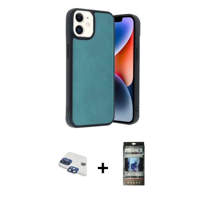 MARSİLYAN™- iPhone 11 Kılıf Kıvılcım Işık Serisi - Siyah 34D Hayalet Izgaralı Cam + Pers Alüminyum Kamera Lens - LT