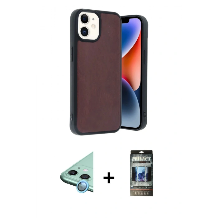 MARSİLYAN™- iPhone 11 Kılıf Kıvılcım Işık Serisi - Siyah 34D Hayalet Izgaralı Cam + Raze Metal Kamera Lens - MI