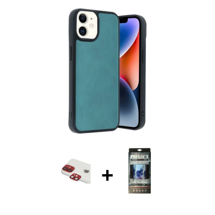 MARSİLYAN™- iPhone 11 Kılıf Kıvılcım Işık Serisi - Siyah 34D Hayalet Izgaralı Cam + Pers Alüminyum Kamera Lens - KI