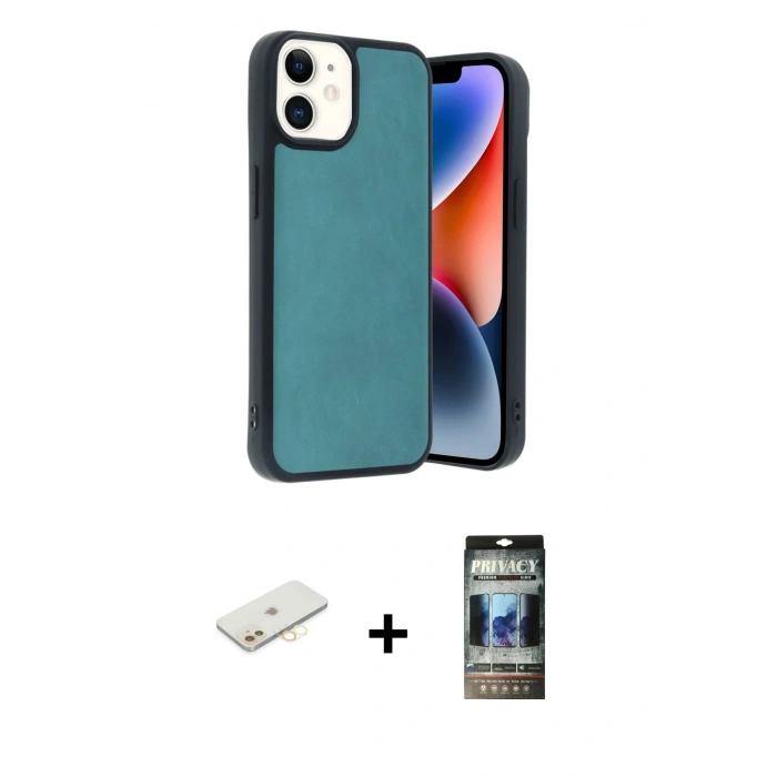 MARSİLYAN™- iPhone 11 Kılıf Kıvılcım Işık Serisi - Siyah 34D Hayalet Izgaralı Cam + Renkli Kamera Lens Koruma Cam - SI