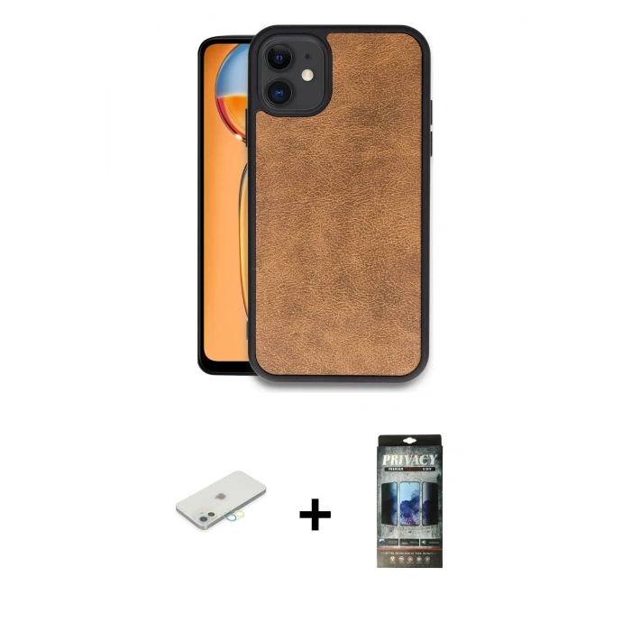 MARSİLYAN™- iPhone 11 Kılıf Kıvılcım Işık Serisi - Siyah 34D Hayalet Izgaralı Cam + Renkli Kamera Lens Koruma Cam - SI
