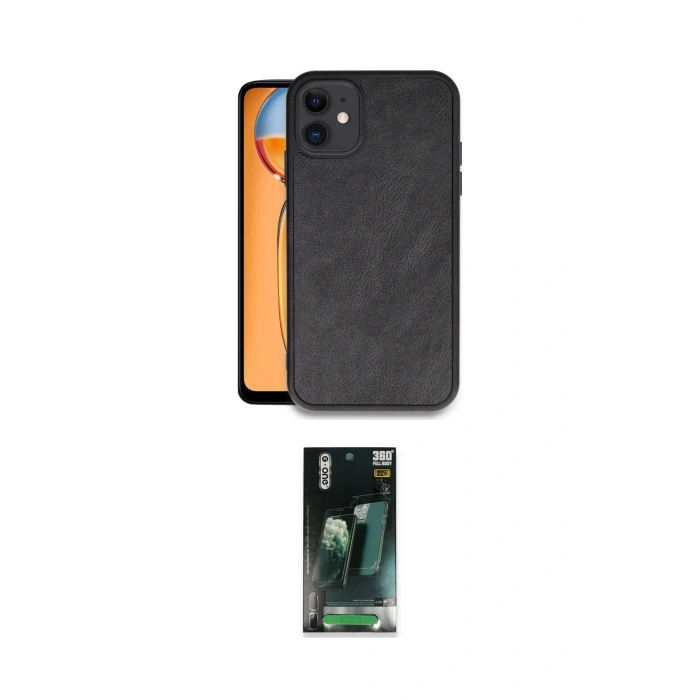 MARSİLYAN™- iPhone 11 Kılıf Kıvılcım Işık Serisi - Siyah 360 Mat Full Body Arka Koruyucu