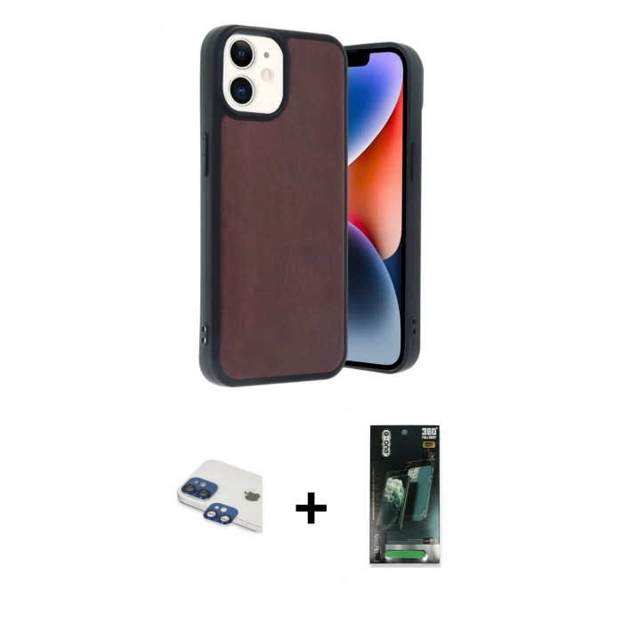 MARSİLYAN™- iPhone 11 Kılıf Kıvılcım Işık Serisi - Siyah 360 Mat Full Body Arka Koruyucu + Lacivert Pers Alüminyum Kamera Lens
